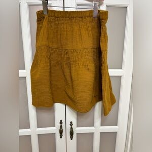 Madewell Mustard Cotton Gauze Tiered Skirt Elastic Waist Boho Medium